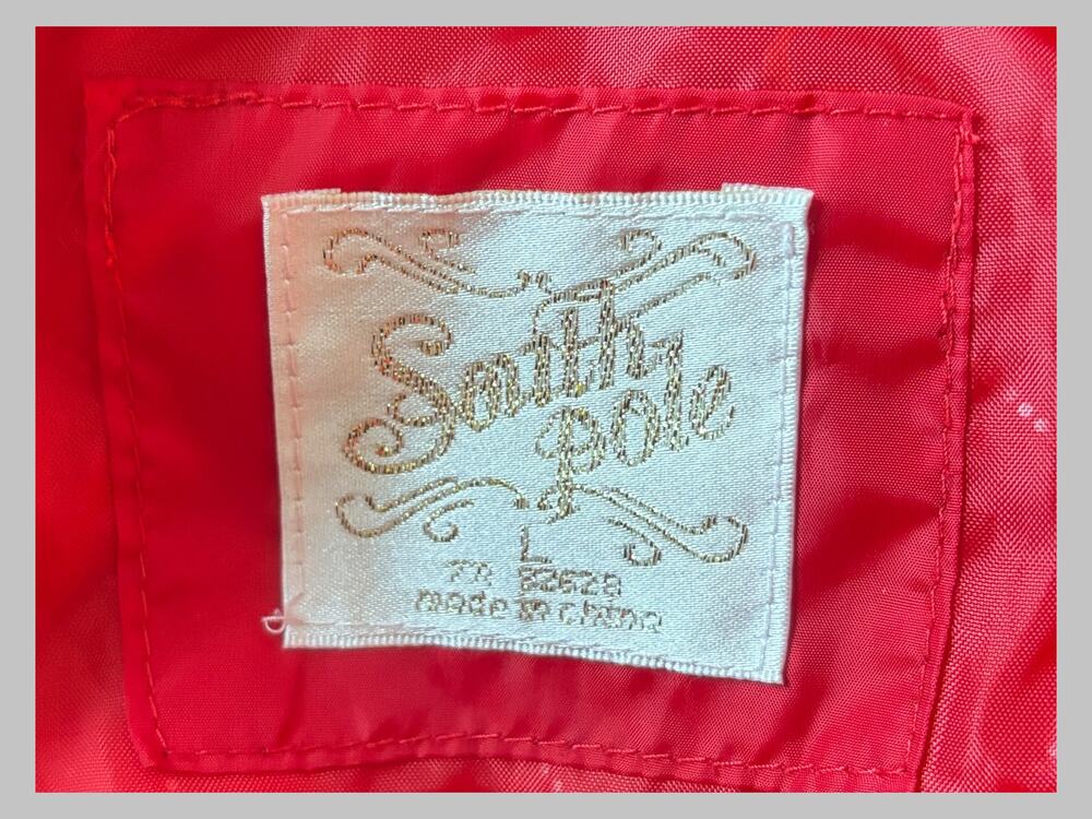 South Pole Women’s Large Red Puffer Jacket Hooded Y2K Logo Coat
